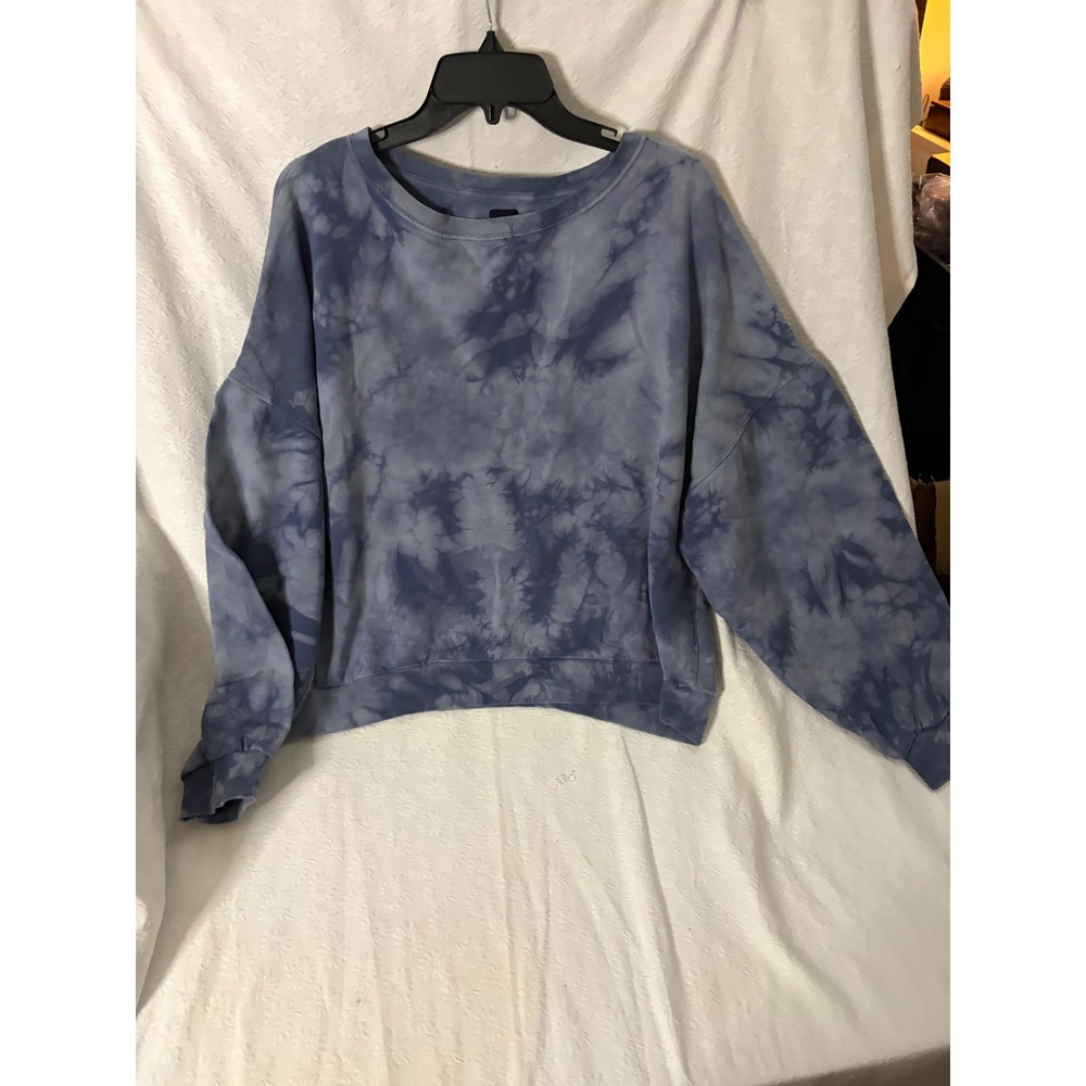 Gap Coastal Grunge Surf Culture Vaporwave Y2K XL Blue Tie Dye Crewneck Oversized